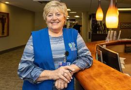 Volunteer at Skagit Valley Hospital registration desk