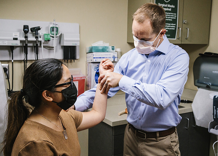 Dr. Andreson with patient