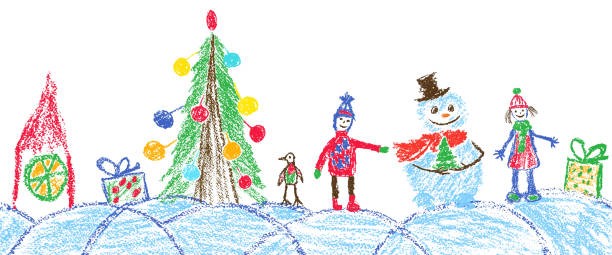 Children's drawing of a holiday scene