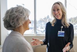 Angie Lewis with elderly patient