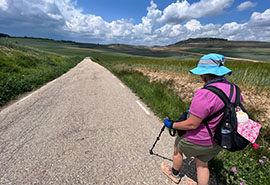 mujer en un camino en el campo