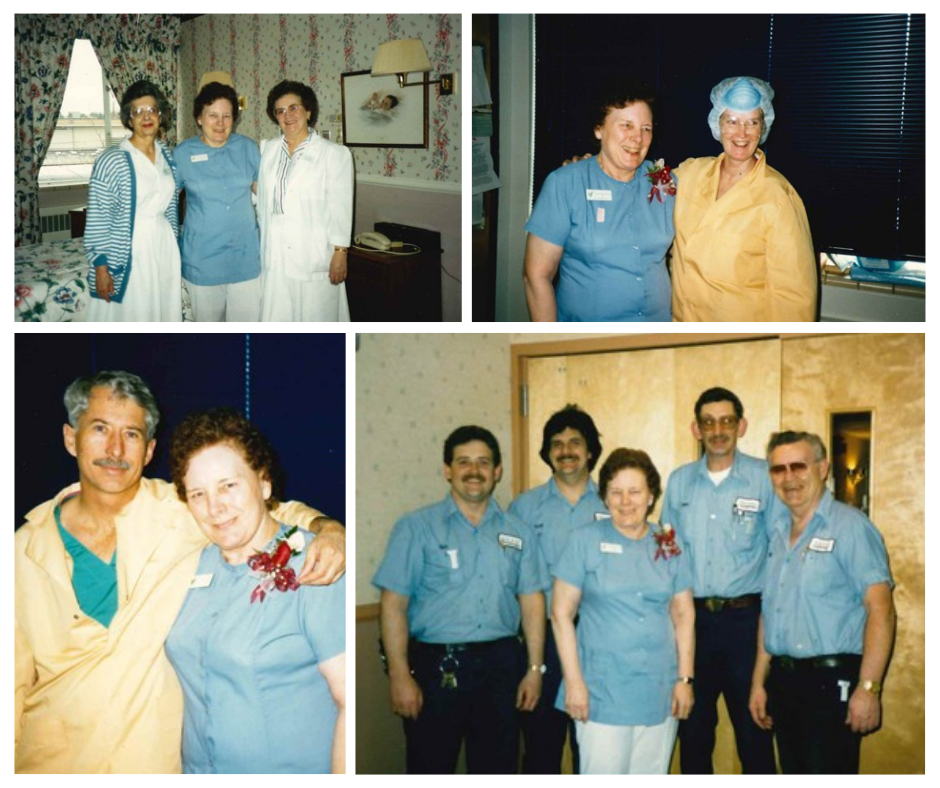 Family Birth Center maternity suite named in memory of local beloved nurse Collage of old photographs of healthcare workers