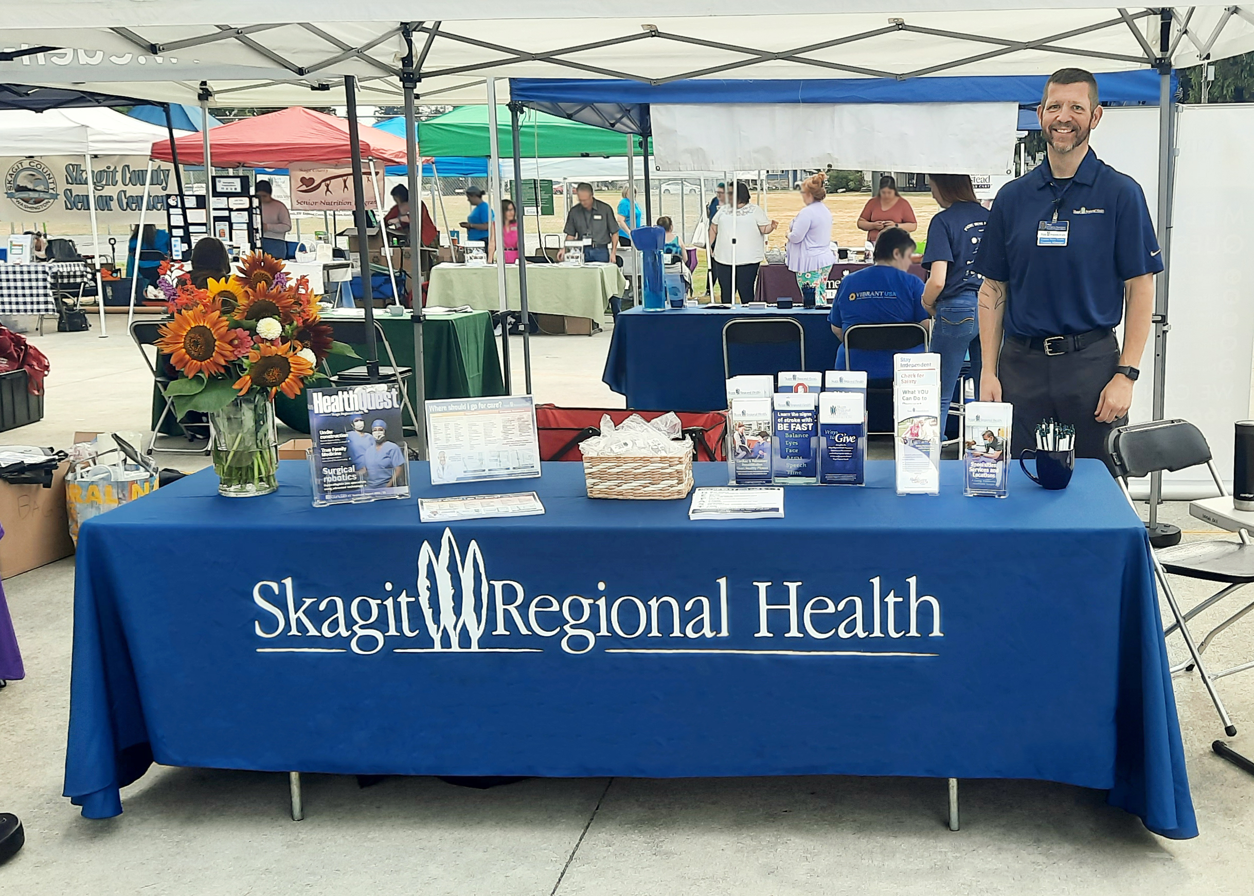 Skagit Regional Health table set up at Senior Day in the Park. 
