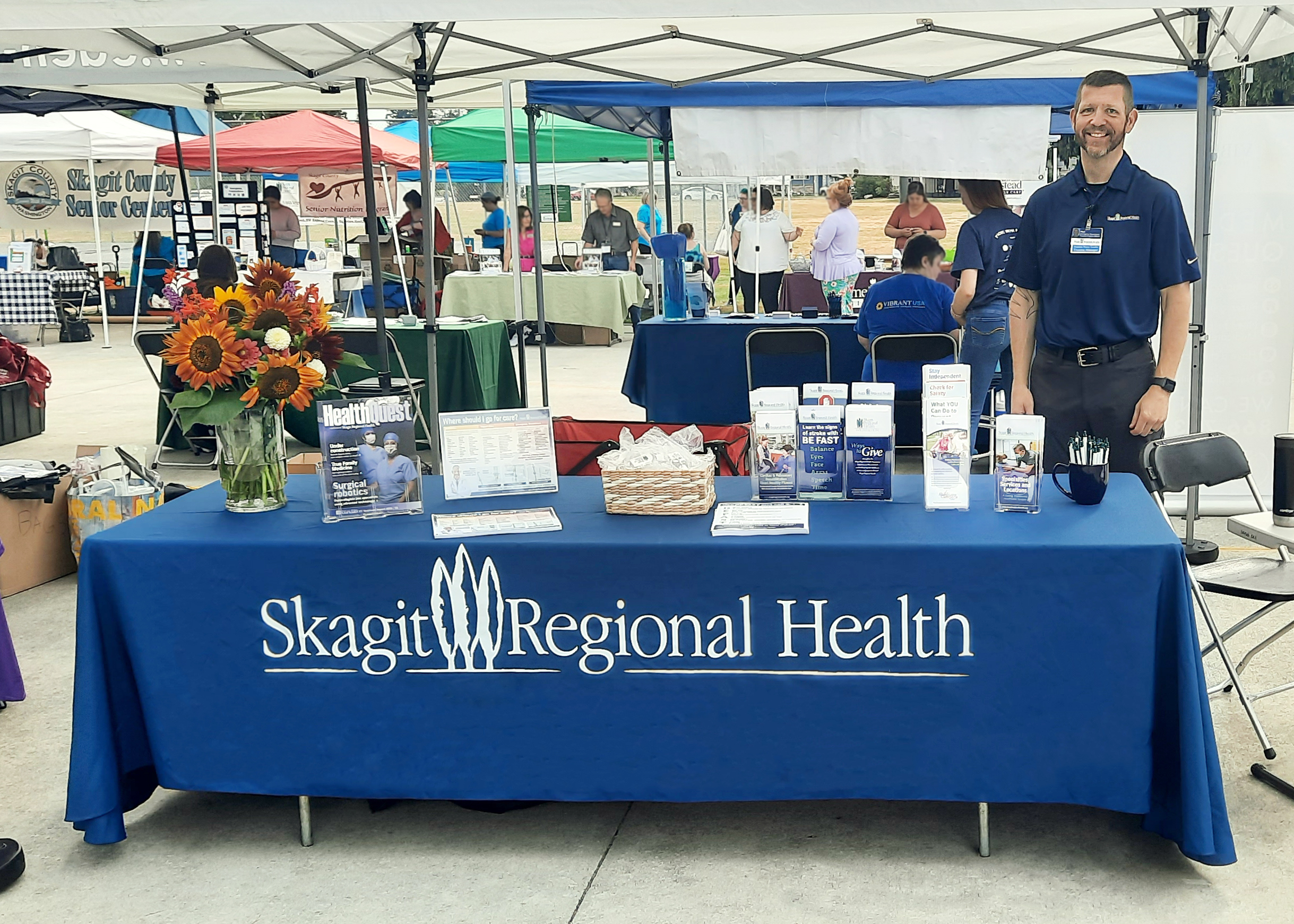 Skagit Regional Health table set up at Senior Day in the Park.