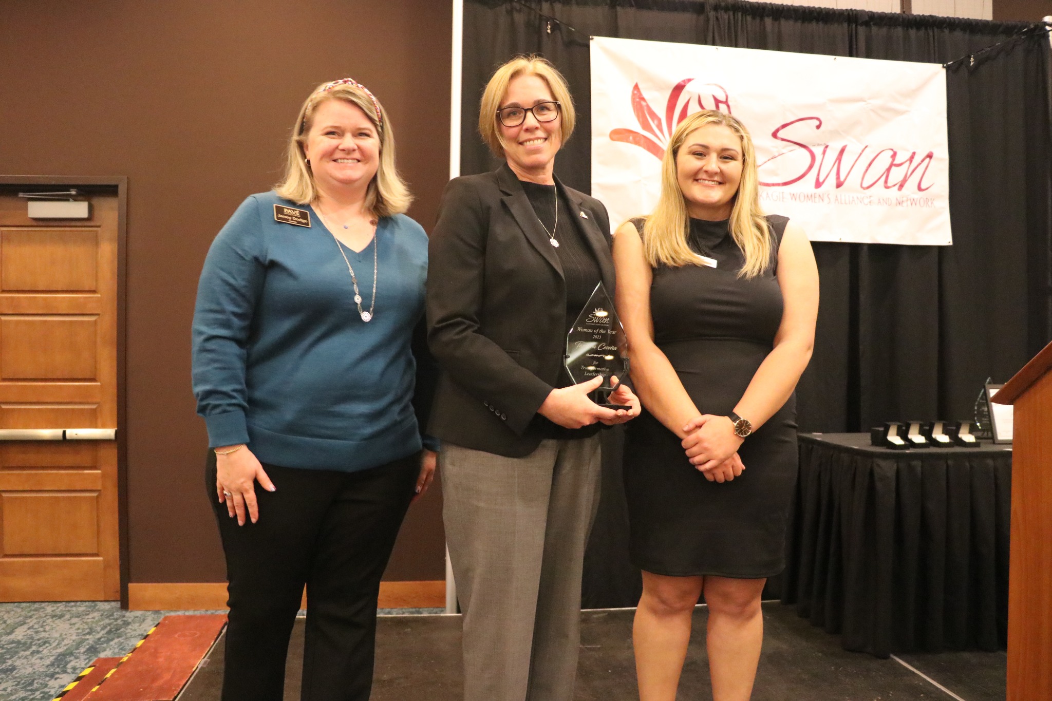 Tamara Cesena receives SWAN Woman of the Year award.