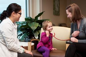 Child using stethescope